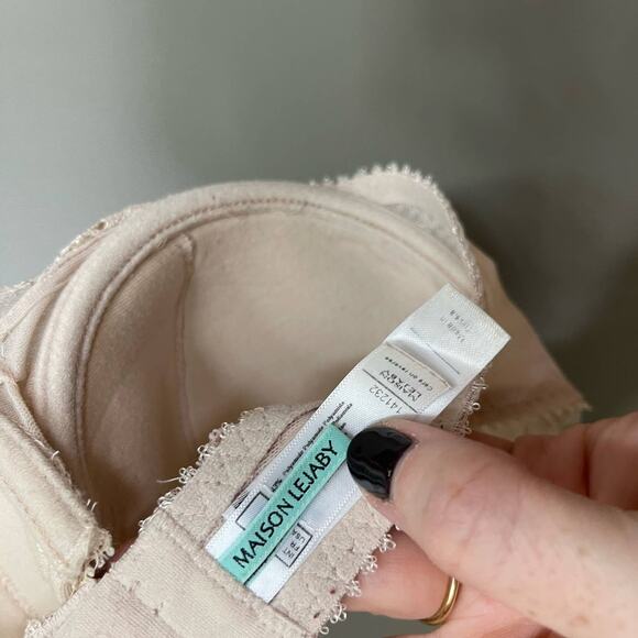 Maison Lejaby Lace Underwired‎ Lightly Padded Balconette Bra Cream Size US 30E - Picture 15 of 16